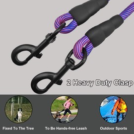 BTINESFUL 8ft/12ft/20ft/30ft/50ft Tie-Out Check Cord Long Rope Dog Leash, Recall Training Lead Leash- Great for Large Medium Small Dogs Training, Playing, Camping, or Backyard
