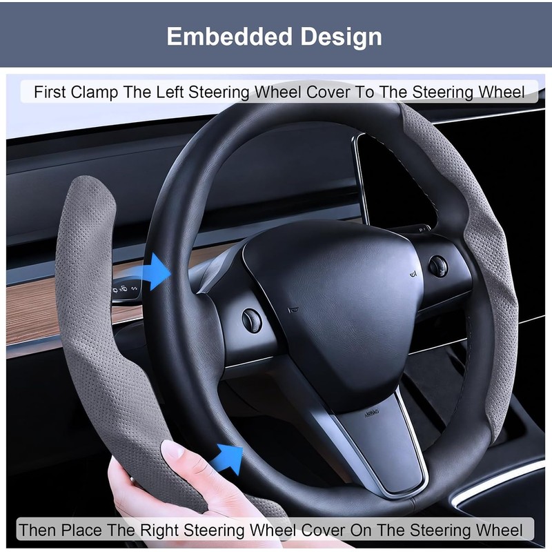 Funda para volante Tesla modelo 3/Y 2016-2025 2026 Juniper/Highland (gris)