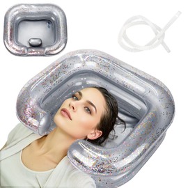 AirSwim Inflatable Hair Washing Basin, Portable Shampoo Bowl With Pillow and Drain Hose, Hair Washing Basin For Bedridden, Disabled, Injured, Perfect for Dreadlocks, Curly Hair, Thick Hair (Grey)
