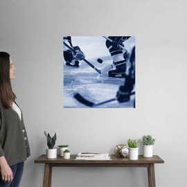 CANVAS ON DEMAND Ice Hockey Players Fighting for Puck Wall Decal, Artwork
