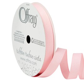 Offray 148684 3/8" Wide Grosgrain Craft and Decorative Ribbon, 21-Foot Spool, Light Pink