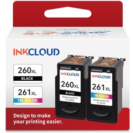 INKCLOUD Compatible Ink Cartridges Replacement for 260XL 261XL PG-260 XL CL-261 XL Combo Pack for Canon Pixma TS6420a TS6420 TR7020a TS5300 TS5320 TR7020 Printer Ink (1 Black,1 Tri-Color, 2Pack)