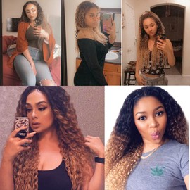 Biliisyff Honey Blonde Deep Wave Bundles 1B27 Ombre Bundles Blonde Deep Wave Bundles Soft Virgin Wet And Wavy Bundles 100G/Pcs 8A Grade Brazilian Honey Blonde Bundles for Black Women (14 16 18 Inch)