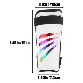 Football Shin Pads | Impact Protection Kids Shin Pads | Non Slip Double Adjustable Straps Soccer Shin Guards Boys Girls | Glitter Rainbow Shin Guards Kids 5-12 years (White)