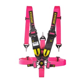 Kyostar 5 Point Harness Camlock for Quick Release,Racing Safety Harness Adjustable 2"+3" Width Heavy-Duty Soft Webbing and Durable Black Steel Hardware Universal Pink