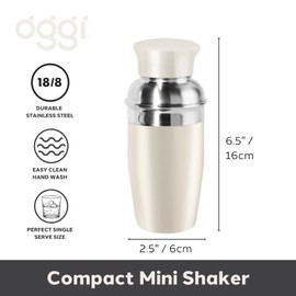 OGGI Mini Cocktail Shaker 10oz - Gray, Stainless Steel - Ideal Single Serve M...