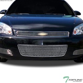 Chrome Mesh Front Lower Bumper Grill Grille Guard ABS Compatible With 06-13 Chevy Impala / 14-16 Limited