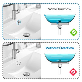 Bathroom Sink Drain with Overflow Pop Up Drain Stopper Vessel Sink Lavatory Vanity Anti Clog Suit For 1-3/4 Hole