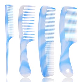 4 Pcs Wide Tooth Comb Hair Combs Set for Women Men Fine Tooth Combs Rat Tail Comb Dual Purpose Hair Styling Tool for Braiding Cutting Detangling Barber