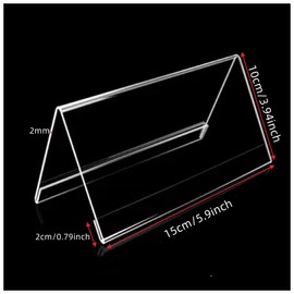 Naisfei 10 Pieces Table Notice Holder, Clear Acrylic Label Holder, Table Menu Holder, Transparent Acrylic, Plexiglass for Posters, Counters, Shops, Picture Frames (15x10cm)