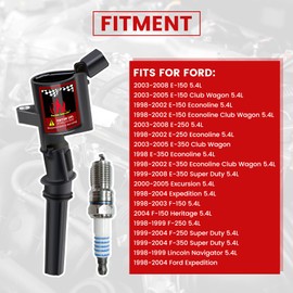 Pindex 8 Pack DG508+SP479 Ignition Coils and Spark Plugs Coil Pack Kits Compatible with Ford F150 F250 F550 E350 Lincoln 4.6L 5.4L V8 FD503 DG508