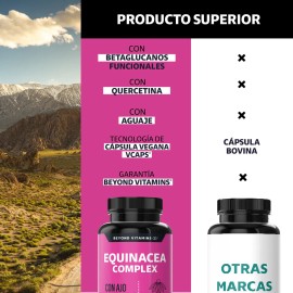 Equinacea Complex Con Ajo Y Vitamina C Beyond Vitamins  Betaglucanos Funcionales  Quercetina, Aguaje Y Zinc  Vitaminas Mujer  Hombre - 60 Caps        