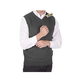 21Fashion Mens Sleeveless V Neck Knitted Slipover Sweater Adults Golf Sports Wear Tank Top Small/5X-Large Charcoal
