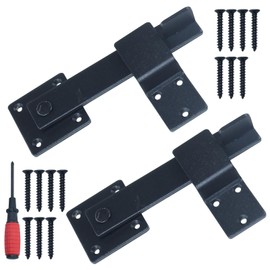 POSFLAG 2 Pack Farm Flip Fence Gate Latch, Heavy-Duty Barn Door Lock Flip Latch Set with Srewdriver for Cabin Wooden Cabinet Shed Barn Farm Ranch Carports Fence Sliding Door