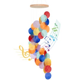 Seashell Wind Chimes for Outside - Handcrafted Colorful Spiral Shape Capiz Shells Windchime Coastal Style Decor for Indoor/Outdoors, Garden & Beach Hanging Decor for Wind Chimes Lovers and More