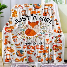 Manta de Zorro para Mujeres y Niñas, Manta Suave y Ligera de Franela, Manta de Regalo para Amantes de Zorros, Ropa de Cama para Niños y Adultos, 50 x 40 Pulgadas