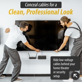 DataComm Electronics 1 3/4" Hole Saw Wall Plate with Brushes, In-Wall Cable Management for Low-Voltage Cables, Hides Multiple Cords, DIY-Friendly Cord Hider for Wall-Mounted TV and Camera