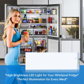W11048980 Refrigerator LED Light Assembly Replace W11470191 W11455230 W11032355 W11032353 Suitable for Whirlpool Refrigerator Model WRQA59CNKZ Kitchen-Aid KRQC506MPS00