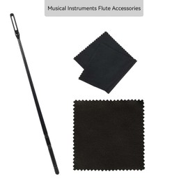 Flute Cleaning Kit Black Flute Cleaning Rod and Cloth Plastic for Flute Cleaning and Polishing
