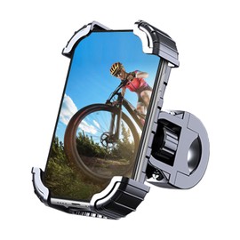 Soporte para Móvil de Moto Soporte Doble Amortiguador para Móvil de Bicicleta, Soporte para Navegador de Coche Eléctrico, Soporte Fijo para Scooter y Otros Equipos de Ciclismo 4,7-6,8 Pulgadas(Negro)