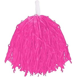 CHEERLEADER POMPOMS FANCY DRESS COSTUME ACCESSORY LIGHTWEIGHT POM POMS WITH GRIP HANDLES FOR KIDS & ADULTS. COLOUR: PINK