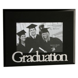 Juliana Black Glass Photo Frame with 3D letters - Graduation 6"x4"