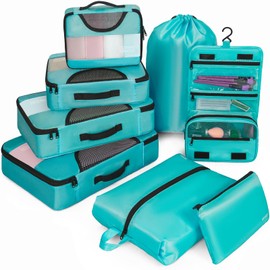 Packing Cubes for Travel, 8 Set Packing Cubes for Suitcases, Breathable Mesh Luggage Packing Organizers for Clothes Toiletries Shoes, Travel Essentials for Carry On Suitcase (Green)