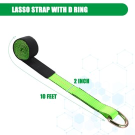 Wowangce 8 Pack Lasso Tow Truck Straps with D Ring 11, 000 Lbs Break Strength D Ring Auto Tie Down Wheel Lift Trailer Strap for Hauling Utv SUV Wrecker Rollback (2" X 10ft,Green)