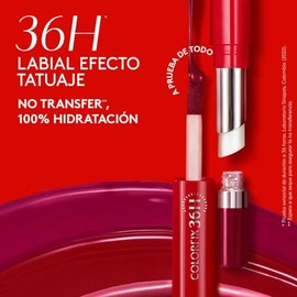 ésika COLORFIX Duo Tattoo Labial Líquido de Larga Duración 36H – Efecto Tatuaje No Transfer con Bálsamo Hidratante y Manteca de Karité 2.6 ml (Rojo Fi