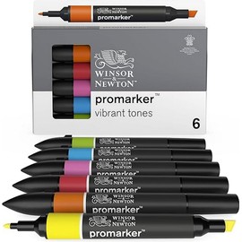 Winsor & Newton ProMarker Set, 6 Count, Vibrant Tones