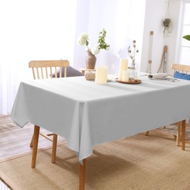 Deconovo Oxford Decorative Water Resistant Table Cloth Wipeable Rectangle Tablecloth for Card Table 137x274cm(54x108in) Light Grey