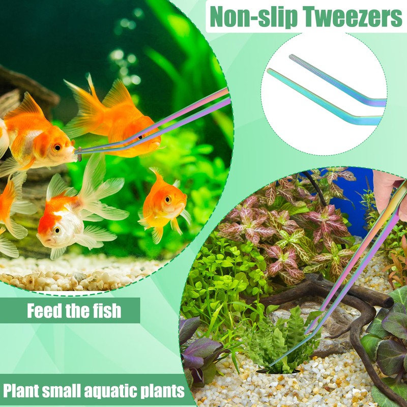 Liveek Aquarium Aquascape Tools Kit, 4 in 1 Anti-Rust Aquatic
