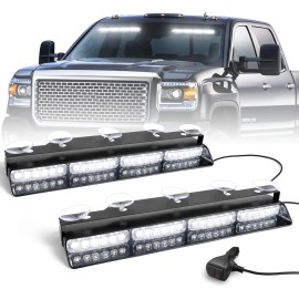 Emergency Dash Strobe Lights 2x16.8 Inch Amber White 48 LED Flashing Warning Hazard Interior Windshield Light BarsLight Color: white, Rated Power: 48, Beam Angle: Spot