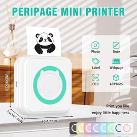 mini printer, mini photo printer, portable printer inkless, inkless sticker printer, pocket printer, mini pocket sticker printer Compatible with iOS and Android for Study Notes, Memo, Photos - pink