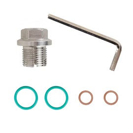 Shakas M14.1 x 1.5 Oversize Piggyback Oil Drain Plug, Stainless Steel Self-tapping Repair Screws with O-ring and L-wrench, Oil Pan Drain Plug Repair Kit, for Most Cars (Silver)