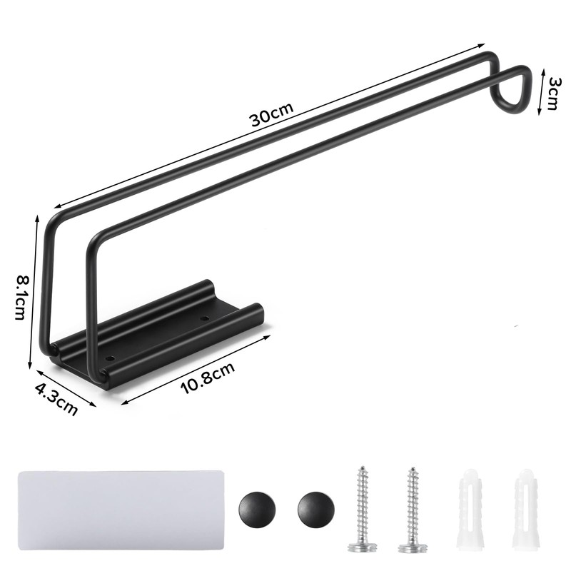 Brencco Kitchen Roll Holder, Wall Mount, Aluminium, Black - Modern