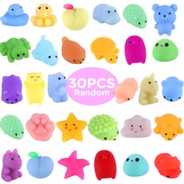 30 Pcs Mochi Squishy Toys (Random) Party Bag Fillers Kawaii Mochi Squishies Toy for Kids, Mini Soft Stress Relief Toy for Birthday Party Favors, Classroom Prize, Pinata Loot Goodie Bag Filler