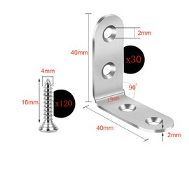 VIVIIHOO Angle Angle Connector 90 Degree Angle Iron Stainless Steel Metal Angle Corner Angle Furniture Angle with Screw 40 x 40 mm (Set of 30)