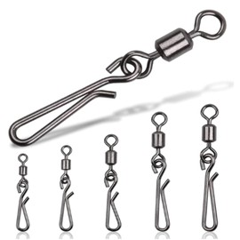 Fishing Swivels Snaps Rolling Barrel Swivels with Fast Clips Fishing Snaps High Strength Speed Clips Connector Freshwater Saltwater Snaps Swivels Fishing Tackle(10#-50PCS)