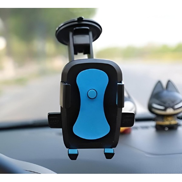 Adjustable Car Mount Holder for Smartphones, 360° Rotation, Black and