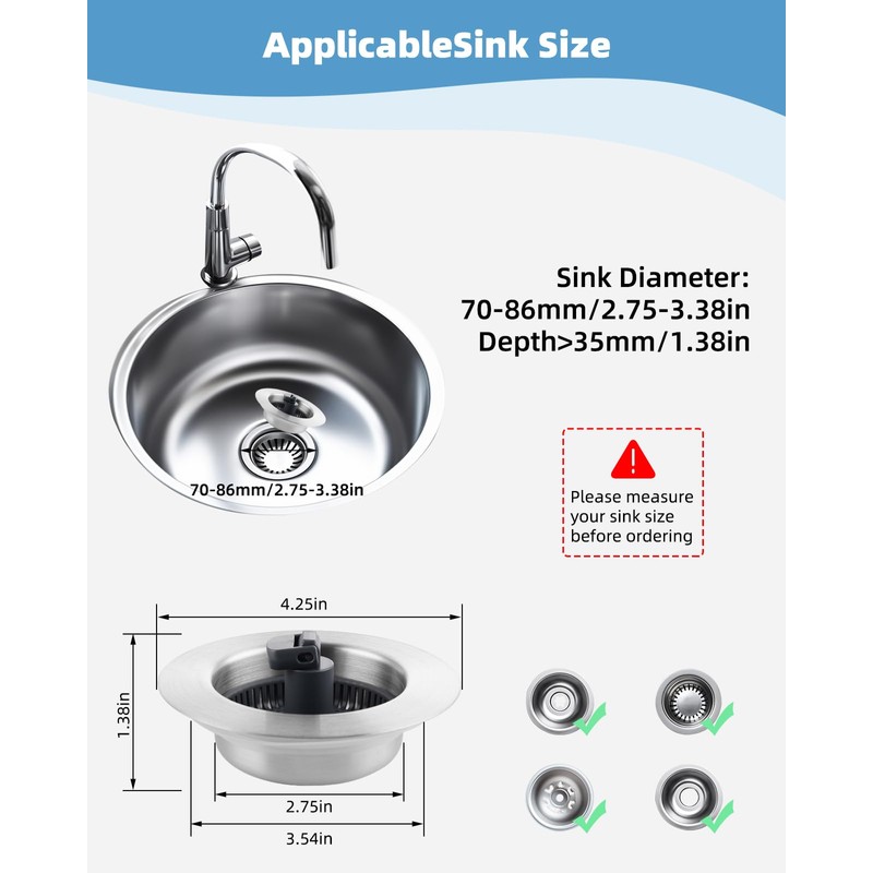 Hygie Rinse Upgraded 3 in 1 Kitchen Sink Drain Strainer
