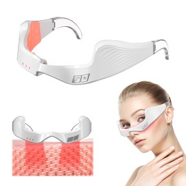 Queleay Nutra Light Red LED Under-Eye Red Light Therapy Glasses, Red 650NM for The Treatment of Periorbital Wrinkles and Rhytides (White)