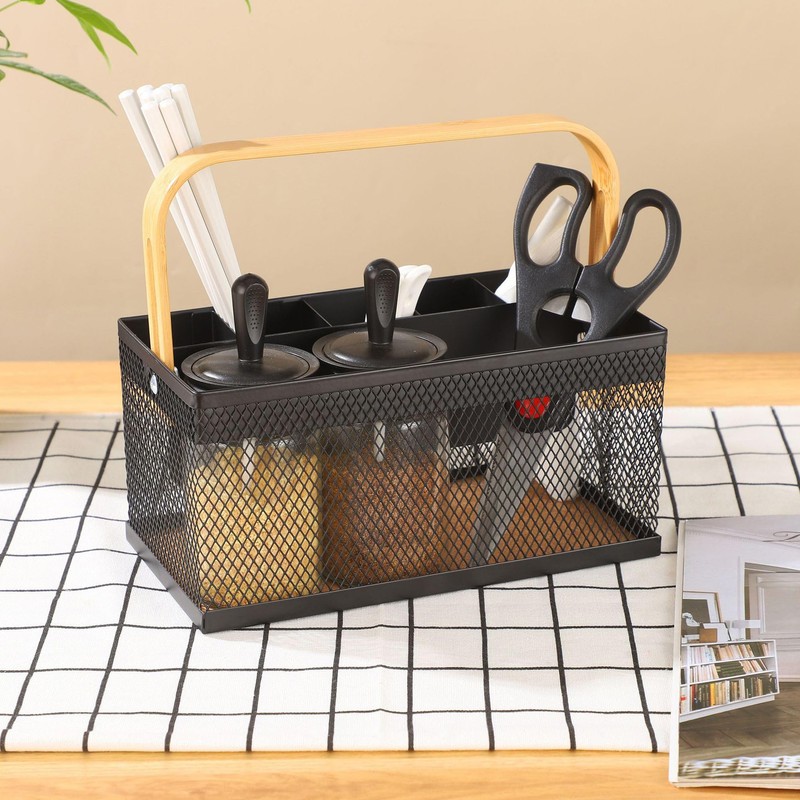 AJIODA Utensil Caddy Metal Mesh Silverware Cutlery Organizer Basket with
