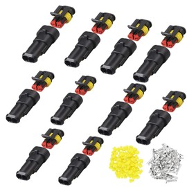 Huamirra Cable Connector, 10 Pieces, 2 Pin Waterproof Quick Connector, with Wire for Car, Truck, Kayak, Boat, Scooter, Motorcycle