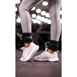 Fitgriff® Padded Foot Straps V1, Pack of 2, for Fitness Training on the Cable Machine, Ankle Straps for Men and Women, black