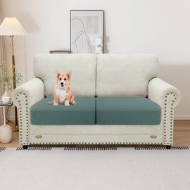 YSTELLAA Stretch Seat Cushion Cover, Sofa Seat Cushion Cover, Non-Slip, Elastic Sofa Seat Cushion Covers, Universal Seat Cushion Cover, Living Room, Sofa Protector, 1 Seater - 2 Pieces, Bean Green