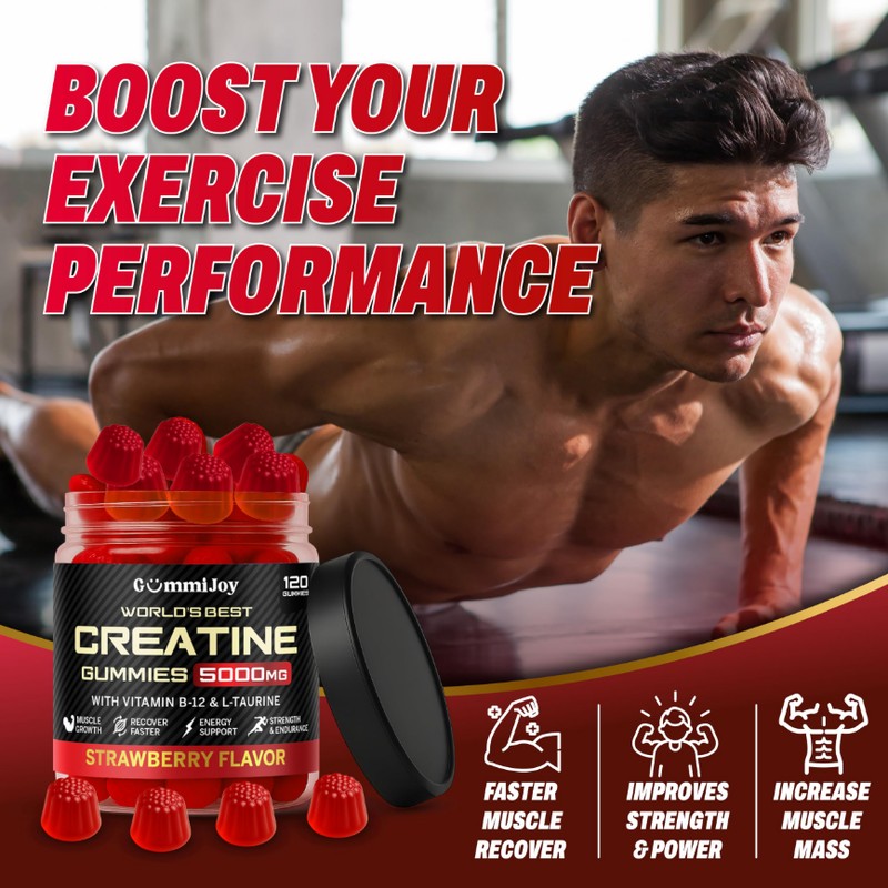 GummiJoy | Creatine Gummies 5000mg | 120 Max Strength Muscle