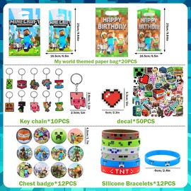 Miner Video Game Party Bag, Gamer Theme Party Accessory Set, Miner Gamer Party Favours Party Bag Set, Gamer Game Party Favours, Game Party Bags, Miner Children's Birthday Party Bags for Children