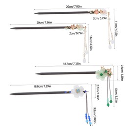 Gatuida 4pcs Chinese Hairpin Retro Wooden Hair Sticks with Flower Design Vintage Hanfu Hair Forks for Elegant Updos and Qipao Accessories