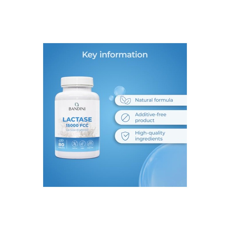Bandini® Lactase Extra-Strength Dose 15,000 FCC - Lactose Digestion Support